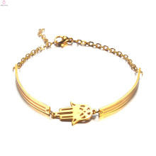 Mulheres moda jóias de aço inoxidável simples ouro hamsa pulseira pulseira